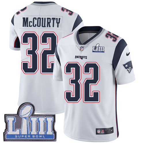 Men's New England Patriots #32 Devin McCourty White Super Bowl LIII Vapor Untouchable Limited Stitched NFL Jersey