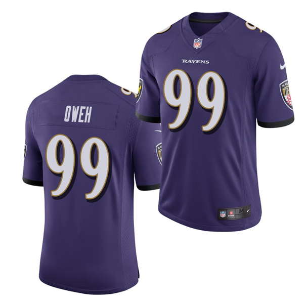 Men's Baltimore Ravens #99 Jayson Oweh Purple 2021 Vapor Untouchable Limited Stitched Jersey