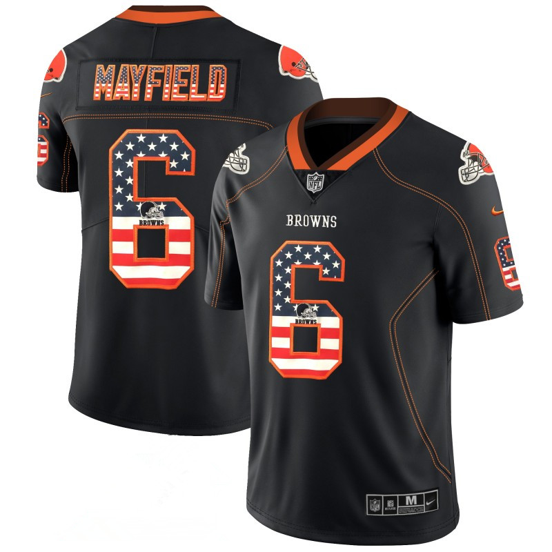 Men's Cleveland Browns #6 Baker Mayfield Black 2018 USA Flag Fashion NFL Limited Stitched Jersey
