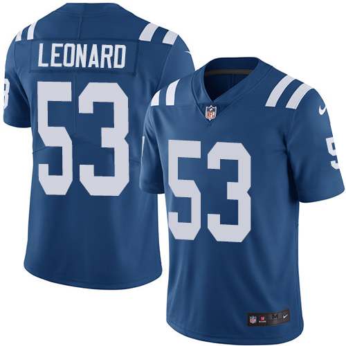 Men's Indianapolis Colts #53 Darius Leonard Royal Blue Vapor Untouchable Limited Stitched NFL Jersey