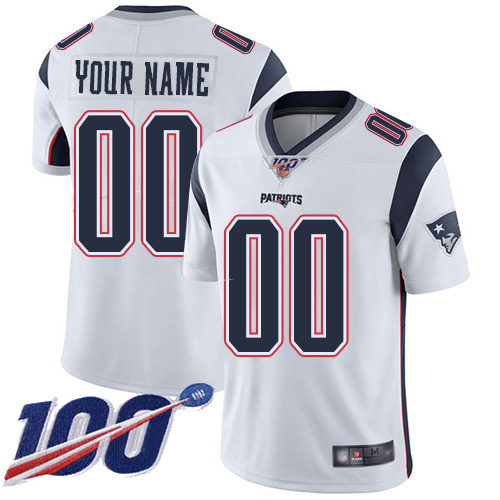Men's New England Patriots ACTIVE PLAYER Custom White 100th Season Vapor Untouchable Limited Stitched NFL Jersey