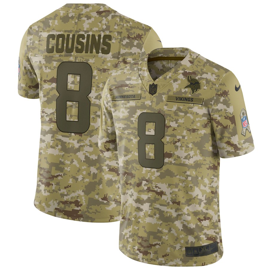 Men's Minnesota Vikings #8 Kirk Cousins 2018 Camo Salute to Service Limited Stitched NFL Jersey