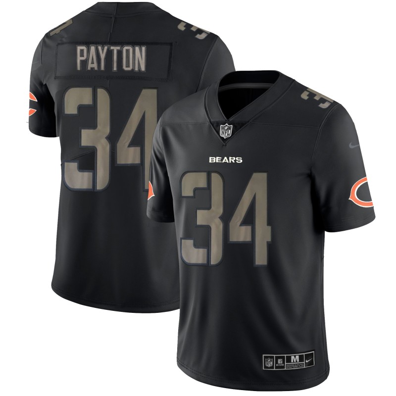 Men's Chicago Bears #34 Walter Payton Black 2018 Impact Limited Stitched NFL Jersey