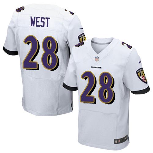 Nike Ravens #28 Terrance West White Men's Stitched NFL New Elite Jersey