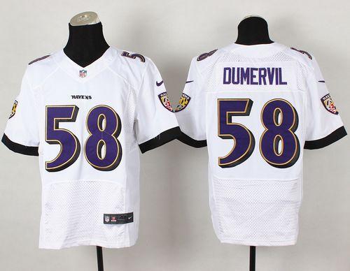 Nike Ravens #58 Elvis Dumervil White Men's Stitched NFL New Elite Jersey
