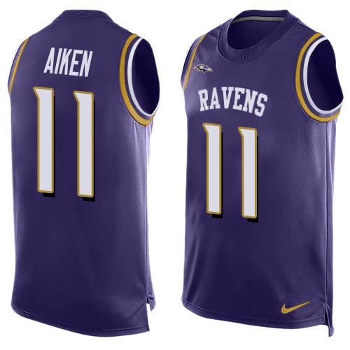 Nike Ravens #11 Kamar Aiken Purple Team Color Men's Stitched NFL Limited Tank Top Jersey