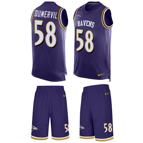 Nike Ravens #58 Elvis Dumervil Purple Team Color Men's Stitched NFL Limited Tank Top Suit Jersey