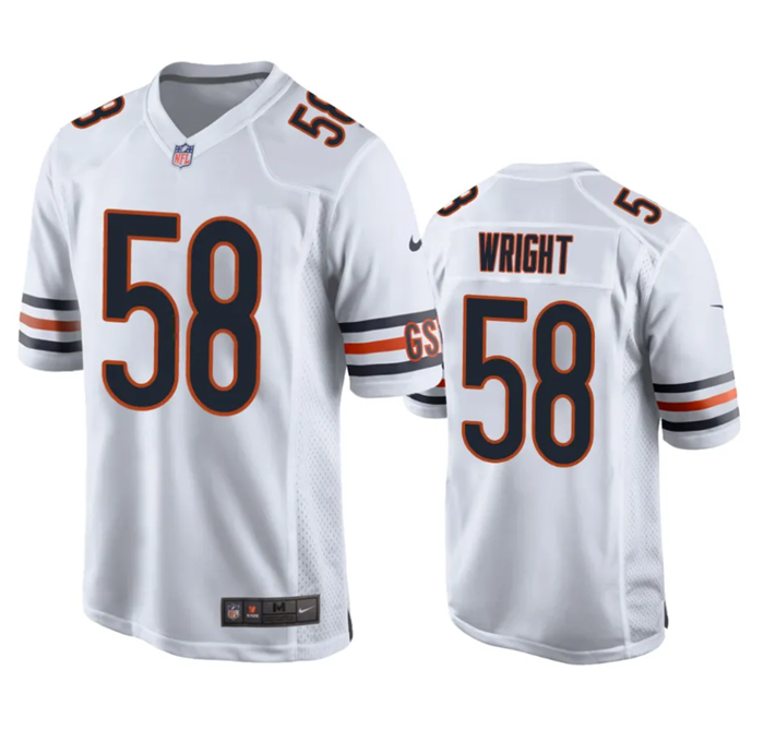 Men's Chicago Bears #58 Darnell Wright White 2023 Draft Stitched Football Game Jersey