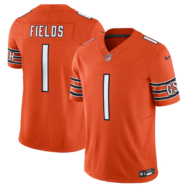 Men's Chicago Bears #1 Justin Fields Orange 2023 F.U.S.E. Vapor Untouchable Limited Stitched Football Jersey