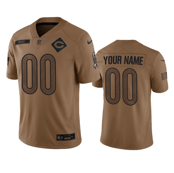 Men's Chicago Bears Active Player Custom 2023 Brown Salute To Service Limited Stitched Football Jersey