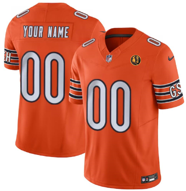 Men's Chicago Bears Active Player Custom Orange 2023 F.U.S.E. With John Madden Patch Vapor Limited Stitched Football Jersey