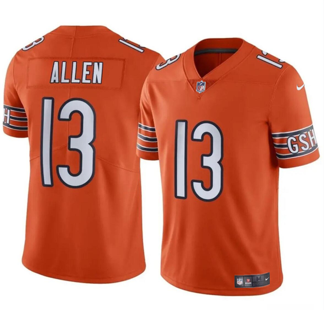 Men's Chicago Bears #13 Keenan Allen Orange Vapor Stitched Football Jersey