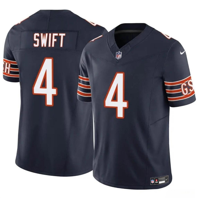 Men's Chicago Bears #4 D’Andre Swift Navy 2023 F.U.S.E. Vapor Stitched Football Jersey