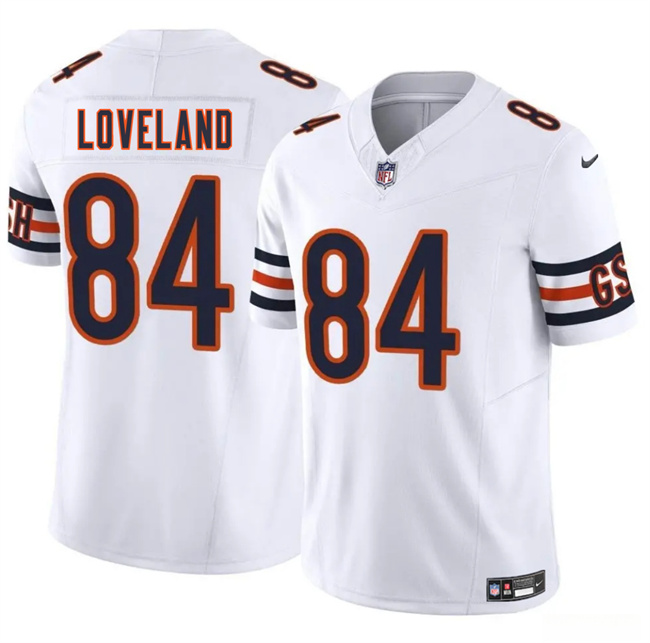 Men's Chicago Bears #84 Colston Loveland White 2025 Draft F.U.S.E. Vapor Untouchable Limited Stitched Football Jersey
