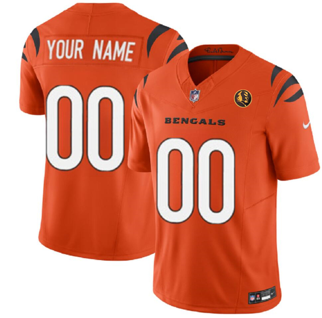Men's Cincinnati Bengals Active Player Custom Orange 2023 F.U.S.E. With John Madden Patch Vapor Limited Stitched Football Jersey