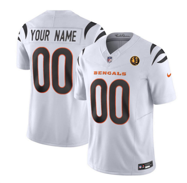 Men's Cincinnati Bengals Active Player Custom White 2023 F.U.S.E. With John Madden Patch Vapor Limited Stitched Football Jersey