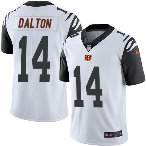 Men's Nike Bengals #14 Andy Dalton White Limited Rush Stitched NFL Jersey