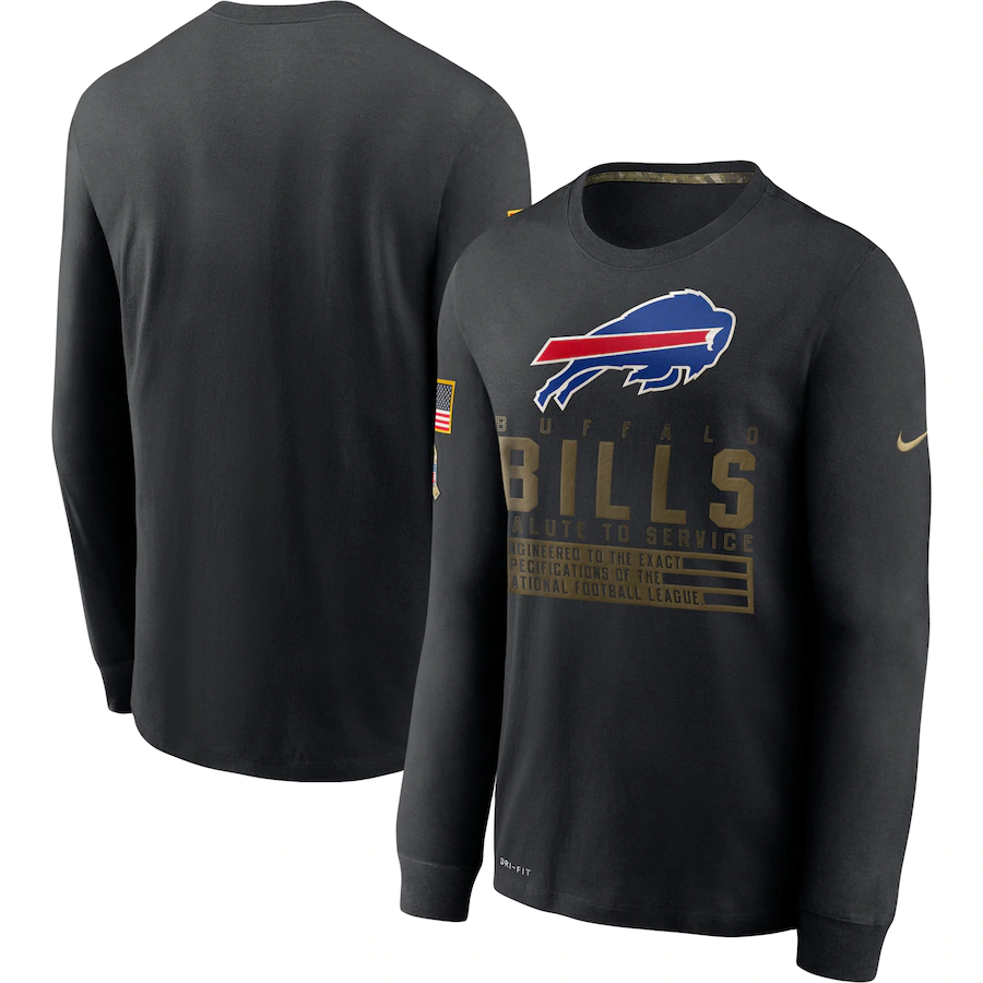 Men's Buffalo Bills 2020 Black Salute to Service Sideline Performance Long Sleeve T-Shirt