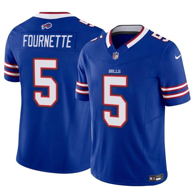 Men's Buffalo Bills #5 Leonard Fournette Blue Stitched Football Game Jersey