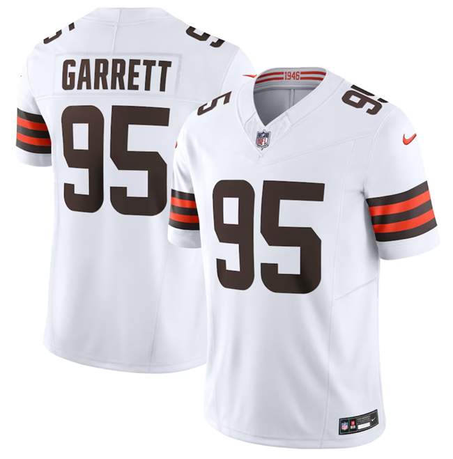 Men's Cleveland Browns #95 Myles Garrett White 2023 F.U.S.E. Vapor Untouchable Limited Stitched Jersey