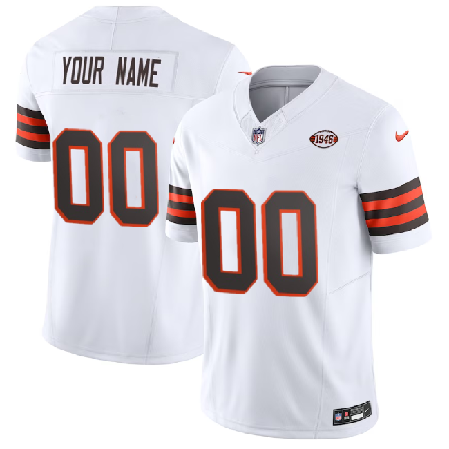 Youth Cleveland Browns Active Player Custom White 2023 F.U.S.E. 1946 Collection Vapor Untouchable Limited Stitched Football Jersey