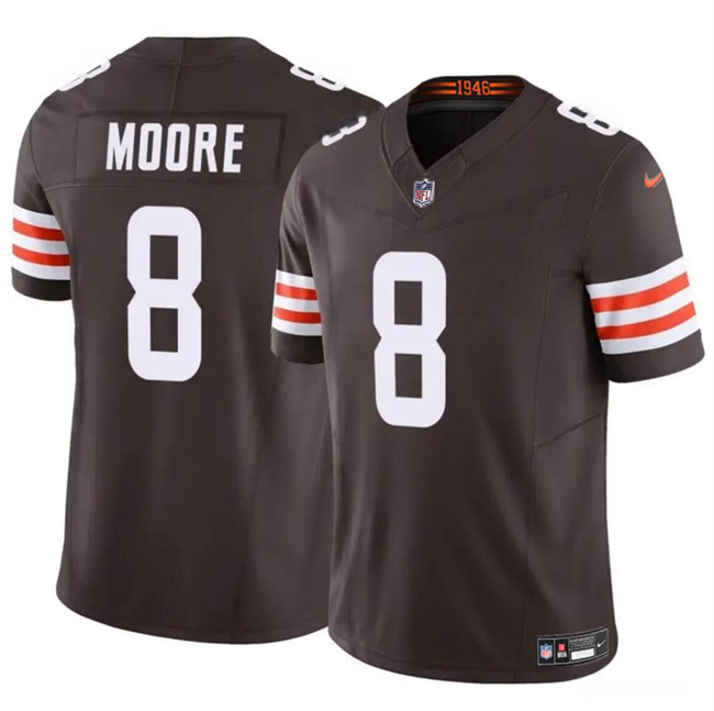 Men's Cleveland Browns #8 Elijah Moore Brown 2023 F.U.S.E Vapor Limited Stitched Football Jersey