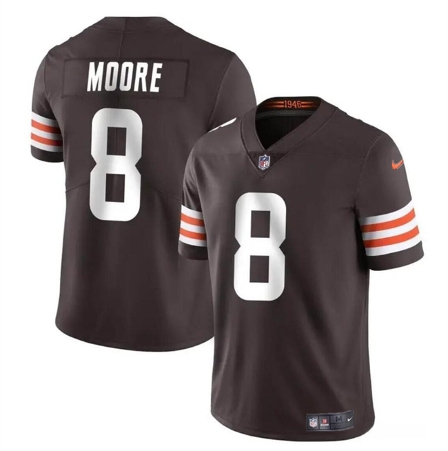 Men's Cleveland Browns #8 Elijah Moore Brown Vapor Limited Stitched Football Jersey