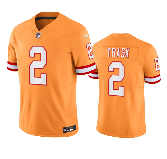 Men's Tampa Bay Buccaneers #2 Kyle Trask Orange 2023 F.U.S.E. Throwback Limited Stitched Jersey