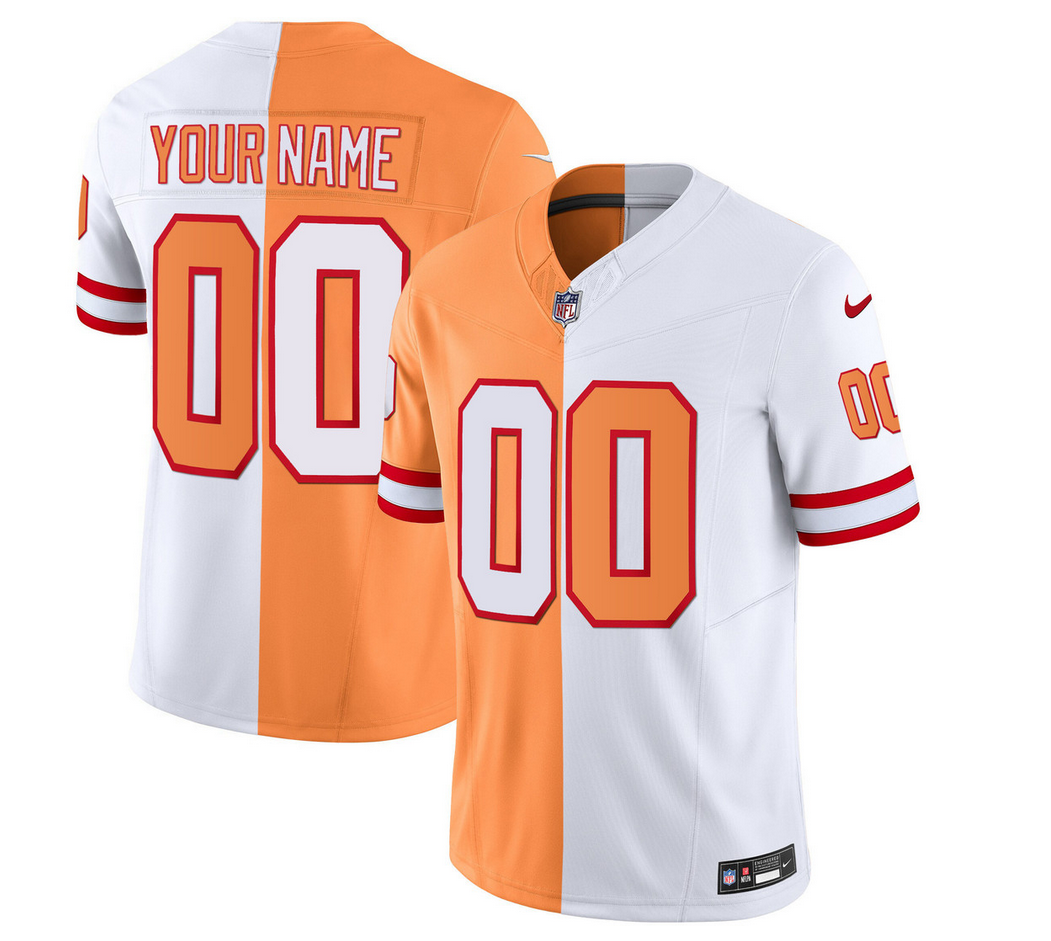 Men's Tampa Bay Buccaneers Active Player Custom 2023 F.U.S.E.White/Orange Split Throwback Limited Stitched Jersey