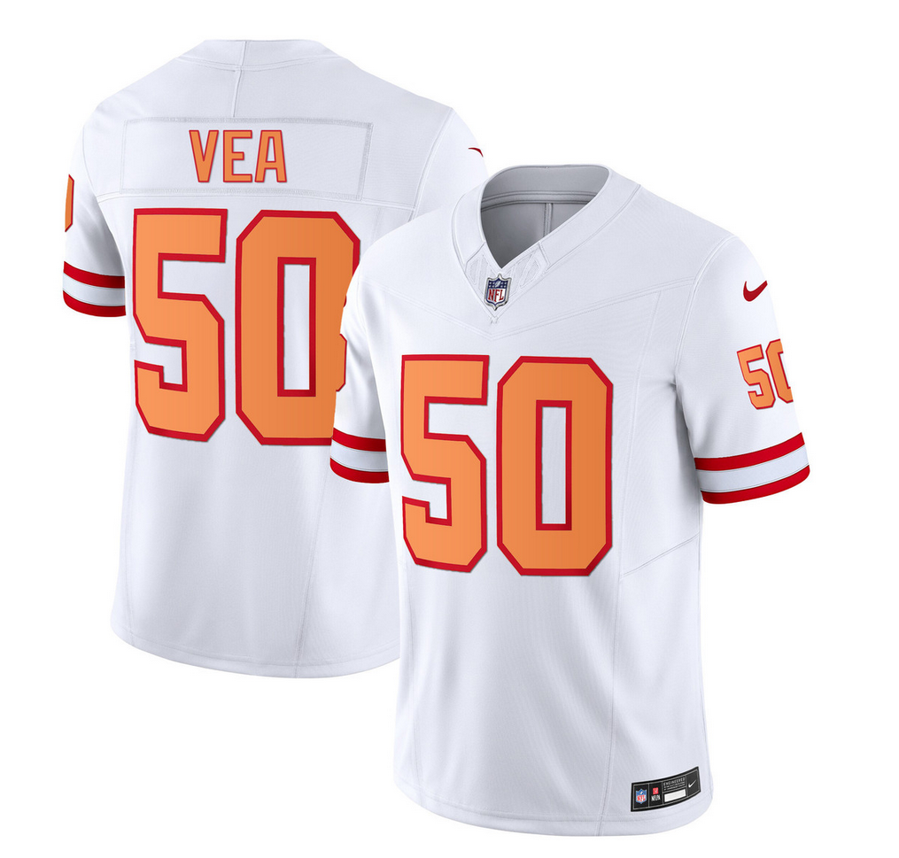 Men's Tampa Bay Buccaneers #50 Vita Vea 2023 F.U.S.E. White Throwback Limited Stitched Jersey