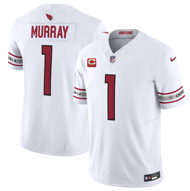 Men's Arizona Cardinals #1 Kyler Murray White 2023 F.U.S.E. With 4-Star C Patch Vapor Untouchable Limited Stitched Football Jersey