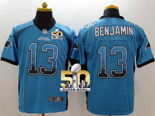 Nike Panthers #13 Kelvin Benjamin Blue Alternate Super Bowl 50 Men's Stitched NFL Elite Drift Fashion Jersey