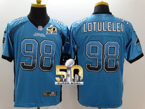 Nike Panthers #98 Star Lotulelei Blue Alternate Super Bowl 50 Men's Stitched NFL Elite Drift Fashion Jersey