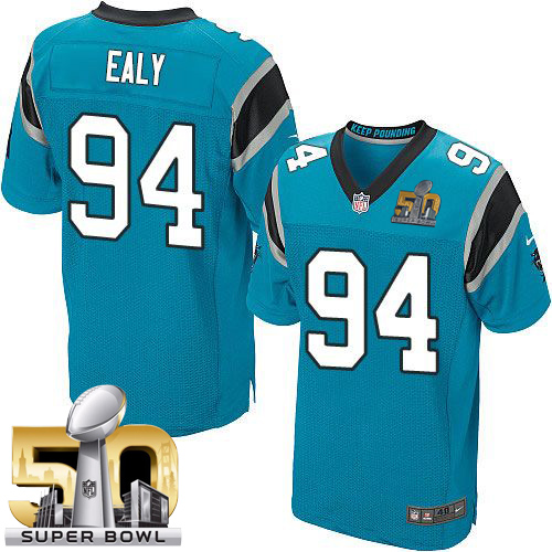Nike Panthers #94 Kony Ealy Blue Alternate Super Bowl 50 Men's Stitched NFL Elite Jersey