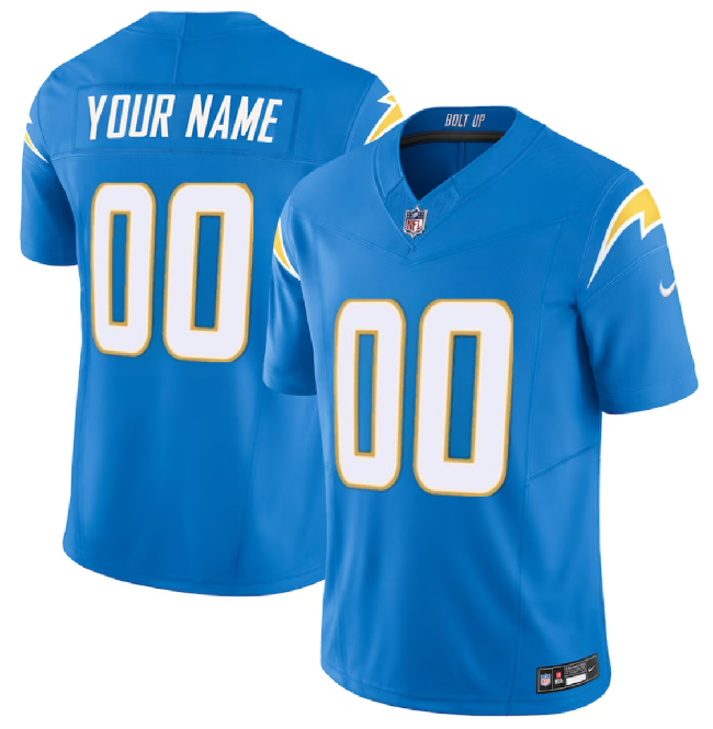 Women's Los Angeles Chargers Active Player Custom Light Blue 2023 F.U.S.E. Vapor Untouchable Limited Stitched Football Jersey