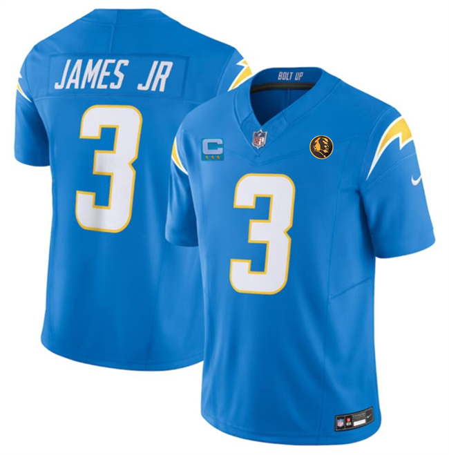 Men's Los Angeles Chargers #3 Derwin James Jr. Light Blue 2023 F.U.S.E. With 3-Star C Patch And John Madden Patch Vapor Limited Stitched Football Jersey