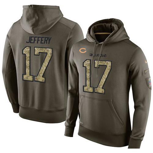 NFL Men's Nike Chicago Bears #17 Alshon Jeffery Stitched Green Olive Salute To Service KO Performance Hoodie