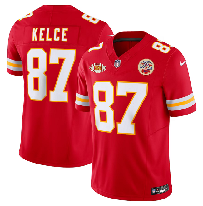 Men’s Kansas City Chiefs #87 Travis Kelce Red 2023 F.U.S.E. With "NKH" Patch Vapor Untouchable Limited Stitched Jersey