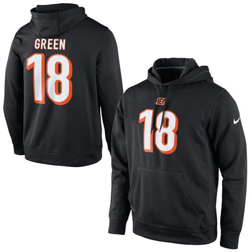 Nike Bengals #18 A.J. Green Black Player Pullover Performance NFL Hoodie