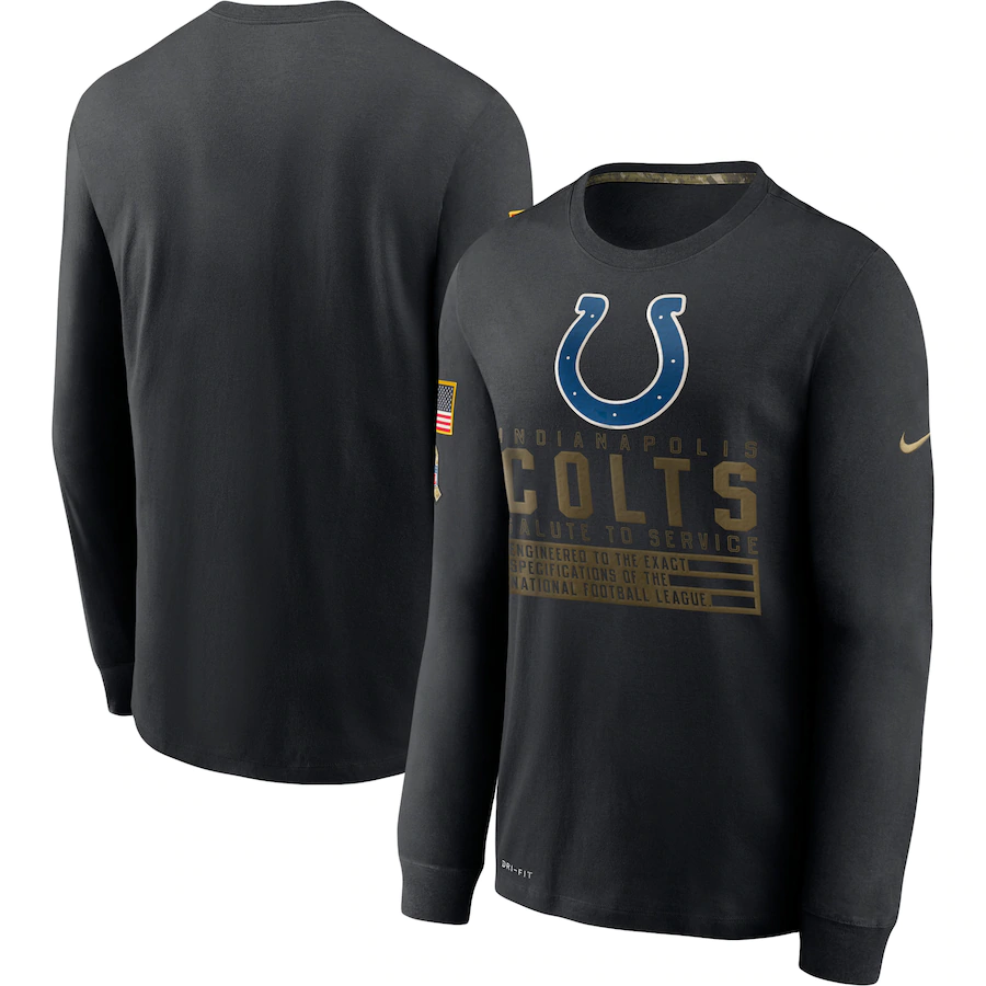 Men's Indianapolis Colts 2020 Black Salute to Service Sideline Performance Long Sleeve T-Shirt