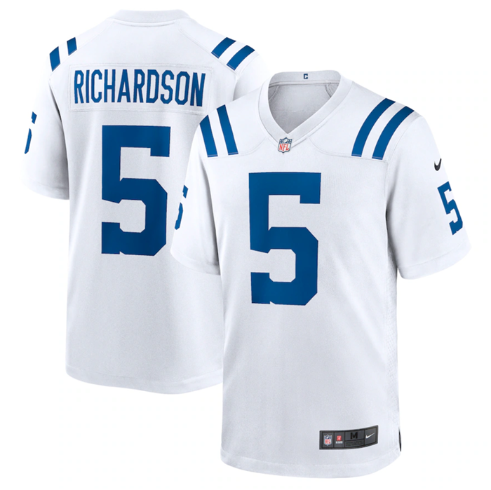 Men's Indianapolis Colts #5 Anthony Richardson White 2023 Draft Stitched Game Jersey