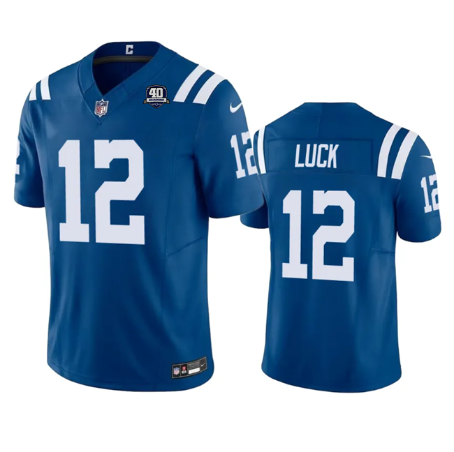 Men's Indianapolis Colts #12 Andrew Luck Blue 2023 F.U.S.E 40th Anniversary Vapor Untouchable Stitched Football Jersey