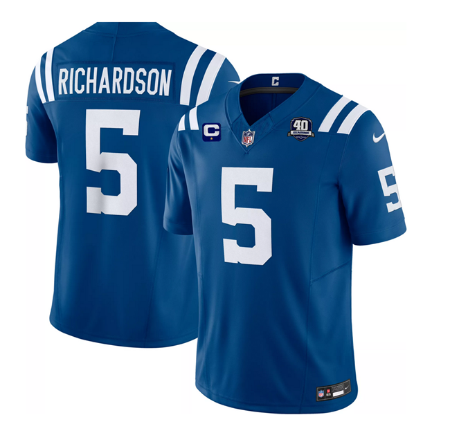 Men's Indianapolis Colts #5 Anthony Richardson Blue 2023 F.U.S.E. 40th Anniversary With 1-Star C Patch Vapor Untouchable Limited Stitched Football Jersey