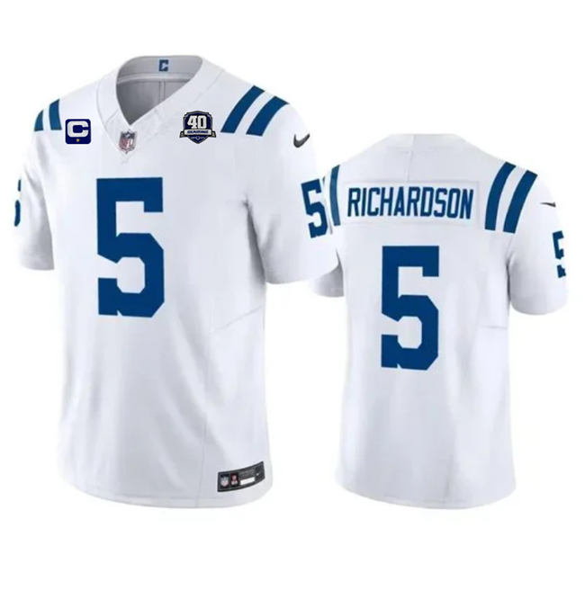 Men's Indianapolis Colts #5 Anthony Richardson White 2023 F.U.S.E. 40th Anniversary With 1-Star C Patch Vapor Untouchable Limited Stitched Football Jersey