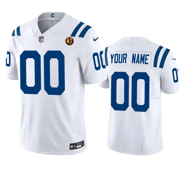 Men's Indianapolis Colts Active Player Custom White 2023 F.U.S.E. With John Madden Patch Vapor Limited Stitched Football Jersey