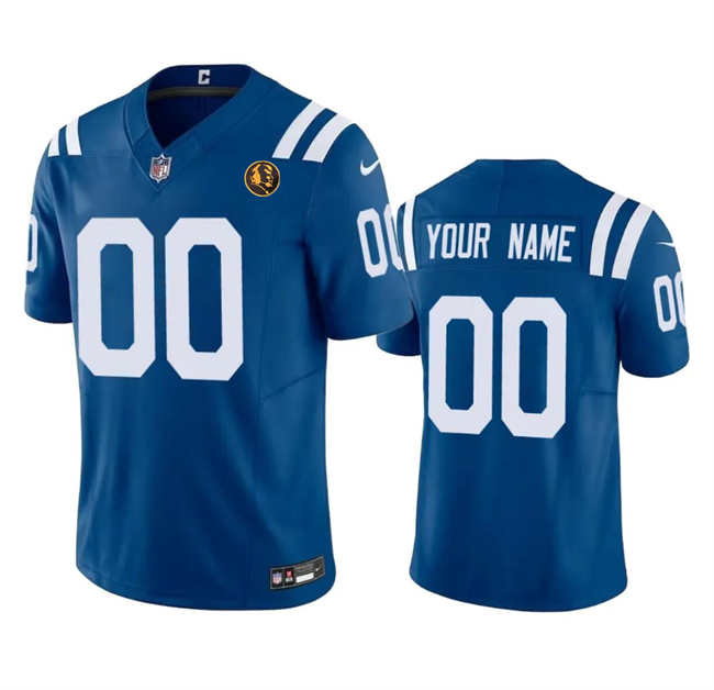 Men's Indianapolis Colts Active Player Custom Blue 2023 F.U.S.E. With John Madden Patch Vapor Limited Stitched Football Jersey