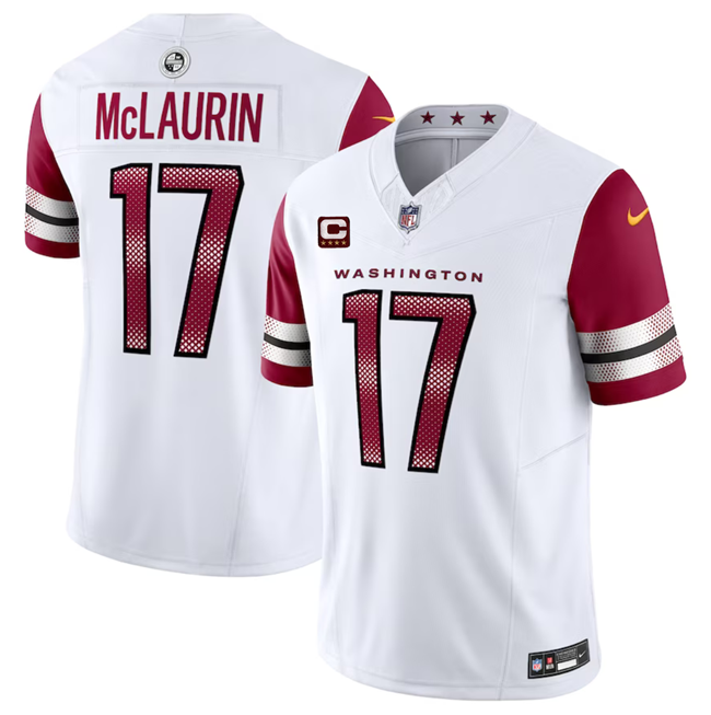 Men's Washington Commanders #17 Terry McLaurin White 2023 F.U.S.E. With 4-Star C Patch Vapor Limited Stitched Football Jersey
