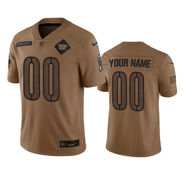 Men's Washington Commanders Active Player Custom 2023 Brown Salute To Setvice Limited Stitched Football Jersey