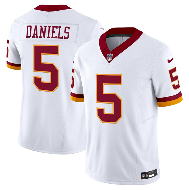 Men's Washington Commanders #5 Jayden Daniels White 2025 F.U.S.E. Throwback Vapor Limited Stitched Football Jersey
