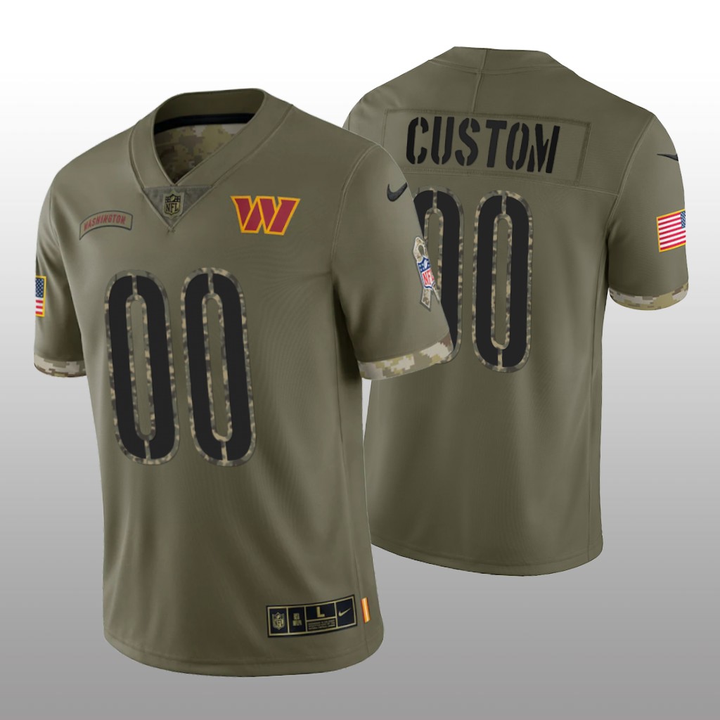 Men's Washington Commanders ACTIVE PLAYER Custom Olive 2022 Salute To Service Limited Stitched Jersey
